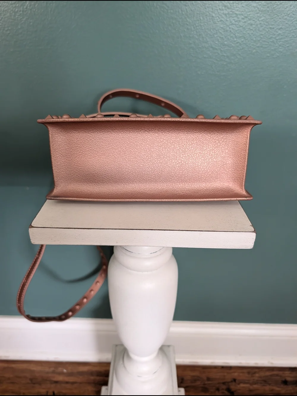 Metallic Rose Gold Studded Jelly Handbag/Crossbody Bag